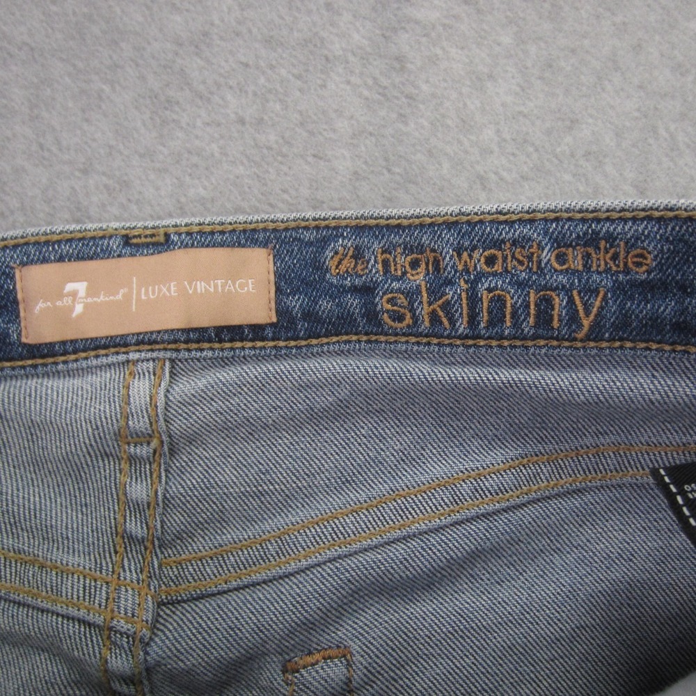 7 For All Mankind Luxe Vintage Jeans Womens 27 High Waist Lurex Stripe Ankle - Picture 6 of 16